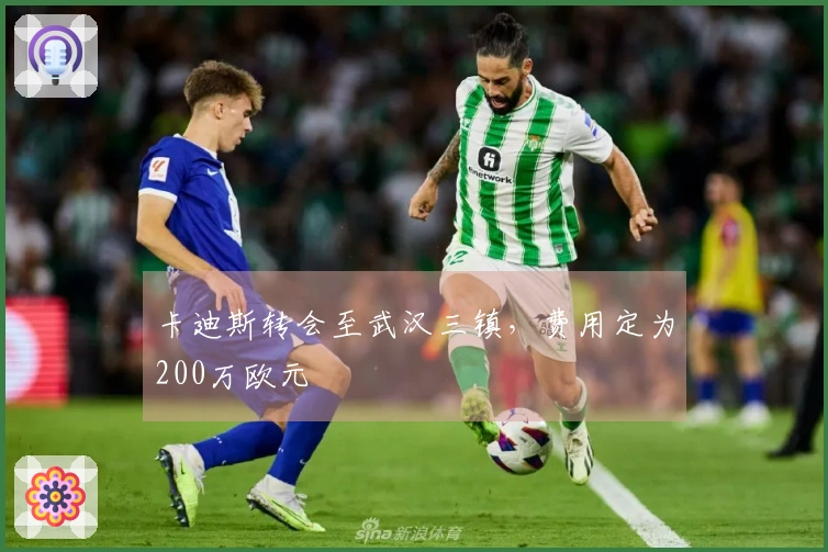 卡迪斯转会至武汉三镇，费用定为200万欧元